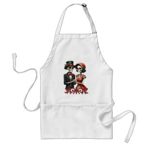 Christmas Bone Romance, A festive skeleton couple. Adult Apron