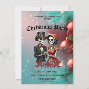 Christmas Bone Romance, A festive skeleton couple. Invitation