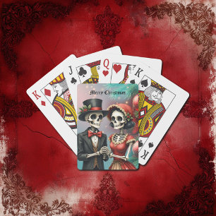 Christmas Bone Romance, A festive skeleton couple. Poker Cards