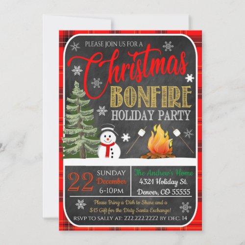 Christmas Bonfire Party Invitation