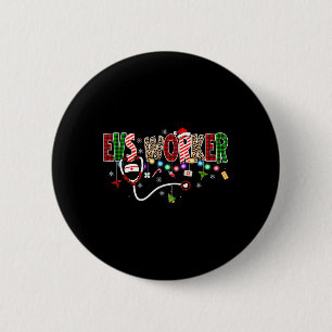 Christmas Boo Boo Crew Reindeer Cna Buffalo Plaid Button