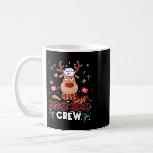Christmas Boo Boo Crew Reindeer Nurse Buffalo Plai Coffee Mug