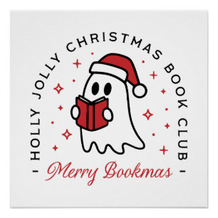 Christmas book club ghost preppy aesthetic poster