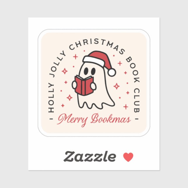 Christmas book club ghost preppy aesthetic sticker (Sheet)