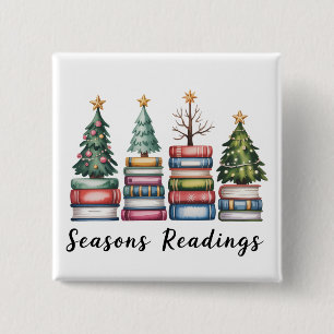 Christmas Book Lover Teacher Reading Season Xmas Button