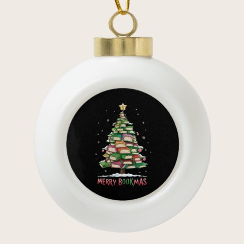 Christmas Book Lover Tree Librarian Merry Bookmas  Ceramic Ball Christmas Ornament