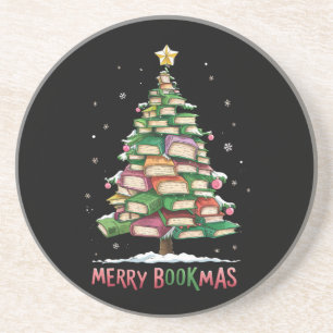 Christmas Book Lover Tree Librarian Merry Bookmas  Coaster