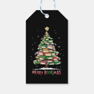 Christmas Book Lover Tree Librarian Merry Bookmas  Gift Tags