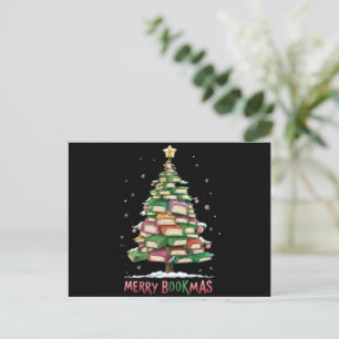 Christmas Book Lover Tree Librarian Merry Bookmas  Holiday Postcard
