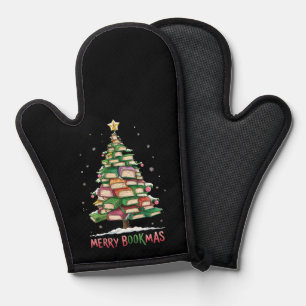Christmas Book Lover Tree Librarian Merry Bookmas Oven Mitt
