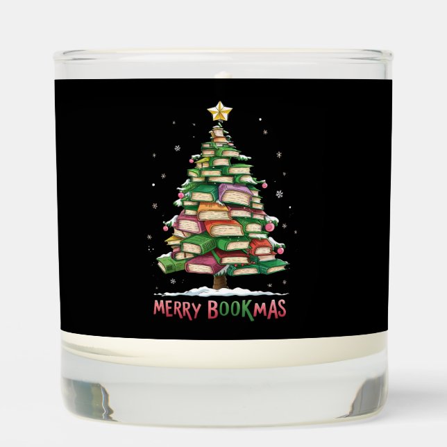 Christmas Book Lover Tree Librarian Merry Bookmas  Scented Candle (Front)