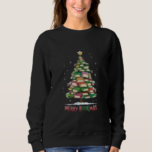Christmas Book Lover Tree Librarian Merry Bookmas  Sweatshirt