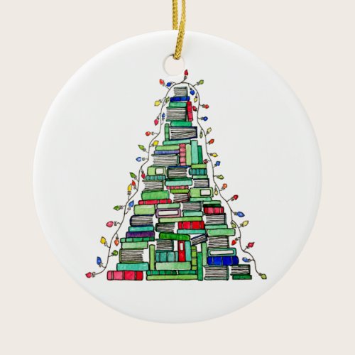 Christmas Book Tree 2017 Ceramic Ornament