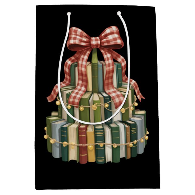 Christmas Book Tree Book Teacher Reading Bookish  Medium Gift Bag (Front)