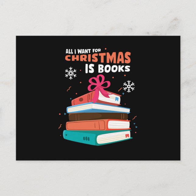 Christmas Books Bookworm Reading Xmas New Year Gif Postcard (Front)
