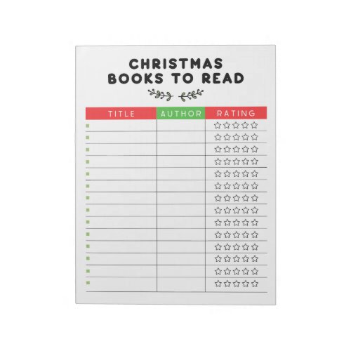 Christmas Books to Read Notepad