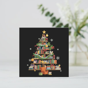 Christmas Books Tree Book Lover Teachers Bookworm  Holiday Card