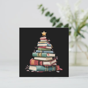 Christmas Books Tree Book Lover Teachers Bookworm  Holiday Card