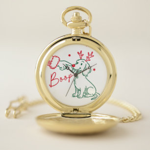 Christmas Boop Dachshund Dog Pocket Watch