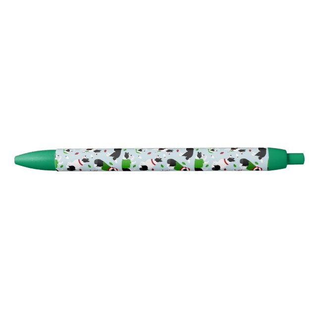 Christmas Border Collie Black Ink Pen (Front)
