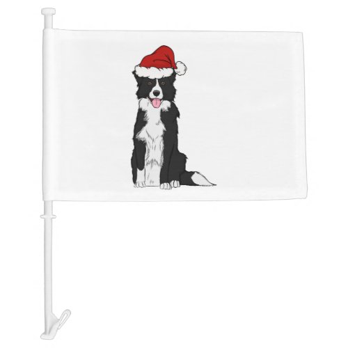 Christmas Border Collie   Car Flag