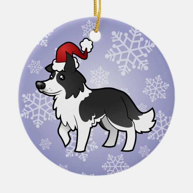 Christmas Border Collie Ceramic Ornament (Front)