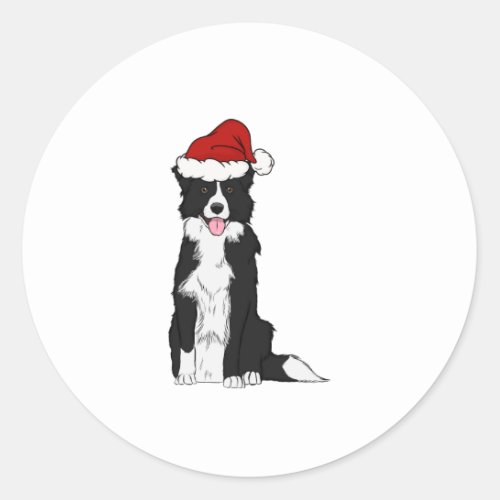 Christmas Border Collie   Classic Round Sticker