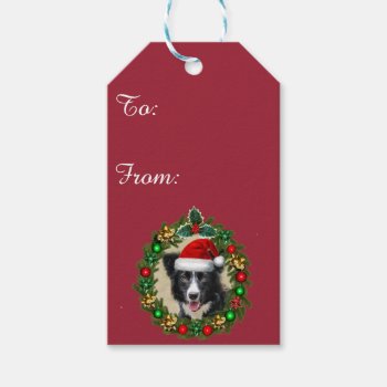 Christmas Border Collie Dog Gift Tags by ritmoboxer at Zazzle