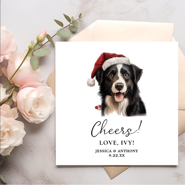 Christmas Border Collie Dog Personalized Cheers Napkins (Creator Uploaded)