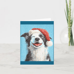 Christmas Border Collie Light Blue Card