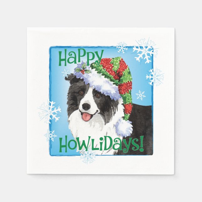 Christmas Border Collie Napkins (Front)