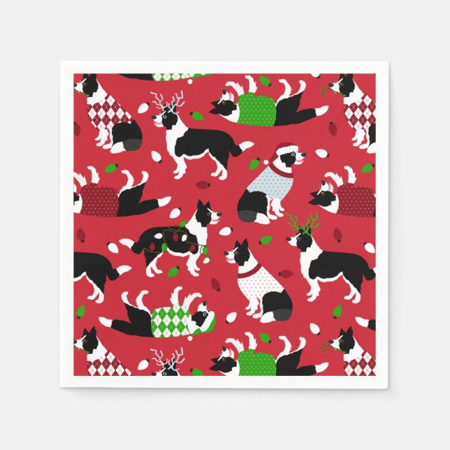 Christmas Border Collie Napkins (Front)