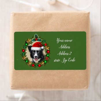 Christmas Border Collie Shipping Address Labels by ritmoboxer at Zazzle