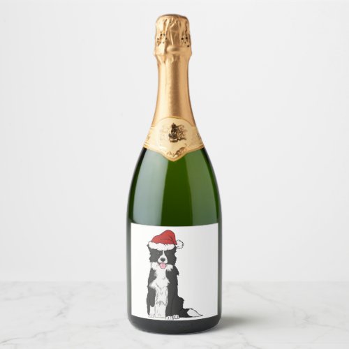 Christmas Border Collie   Sparkling Wine Label