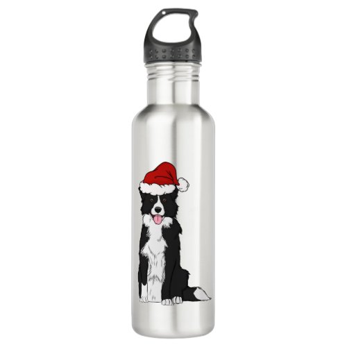 Christmas Border Collie   Stainless Steel Water Bottle