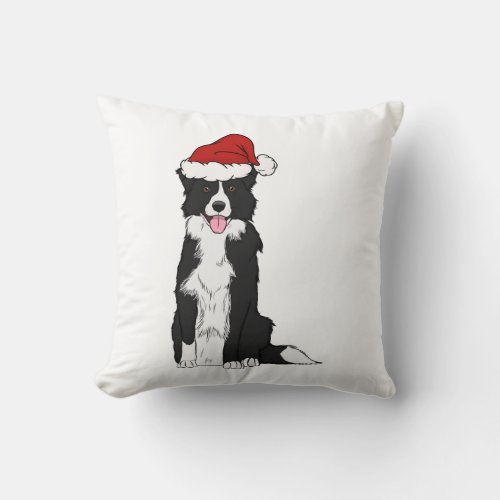 Christmas Border Collie   Throw Pillow