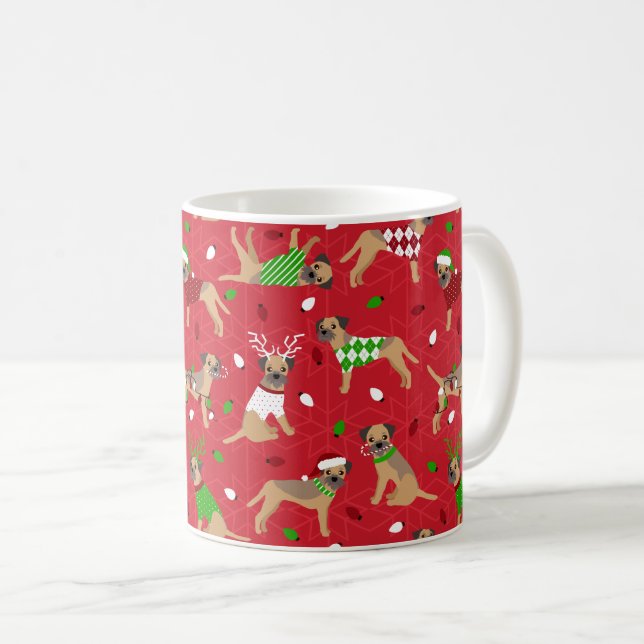 Christmas Border Terrier Coffee Mug (Front Right)
