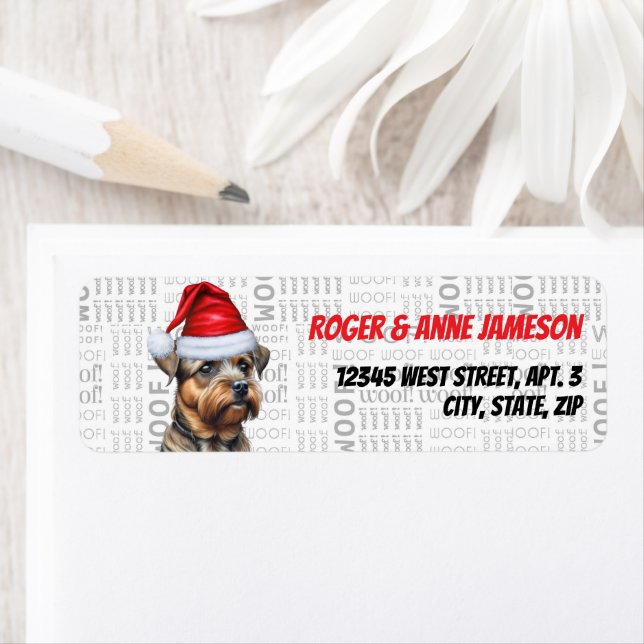 Christmas Border Terrier Dog Lover Holiday Address Label (Insitu)