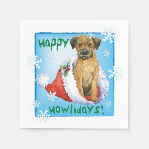 Christmas Border Terrier Napkins