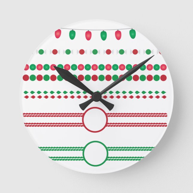christmas borders frames holiday round clock (Front)