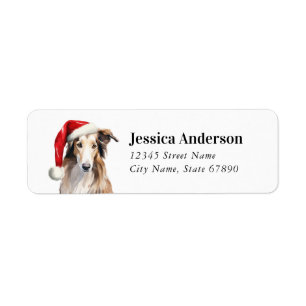 Christmas Borzoi Dog Return Address Labels