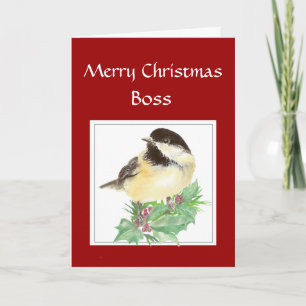 Christmas, Boss, From Group Chickadee Bird Holiday Card