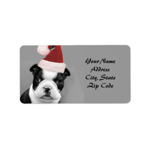 Christmas Boston Terrier address labels