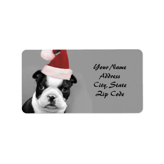 Christmas Boston Terrier address labels