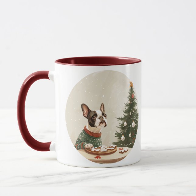 Christmas Boston Terrier Dog Mug (Left)