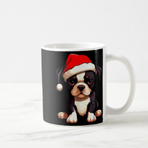 Christmas Boston Terrier Dog Santa Hat Funny Xmas Coffee Mug