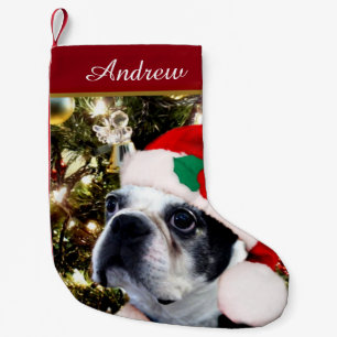 Christmas Boston Terrier dog Small Christmas Stocking