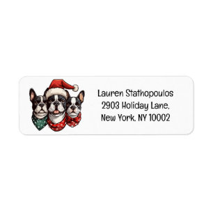 Christmas Boston Terrier Dogs Label