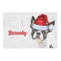 Christmas Boston Terrier Dog's Name Pet Dinner