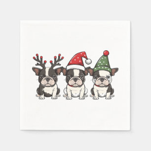 Christmas Boston Terrier Dogs Napkins